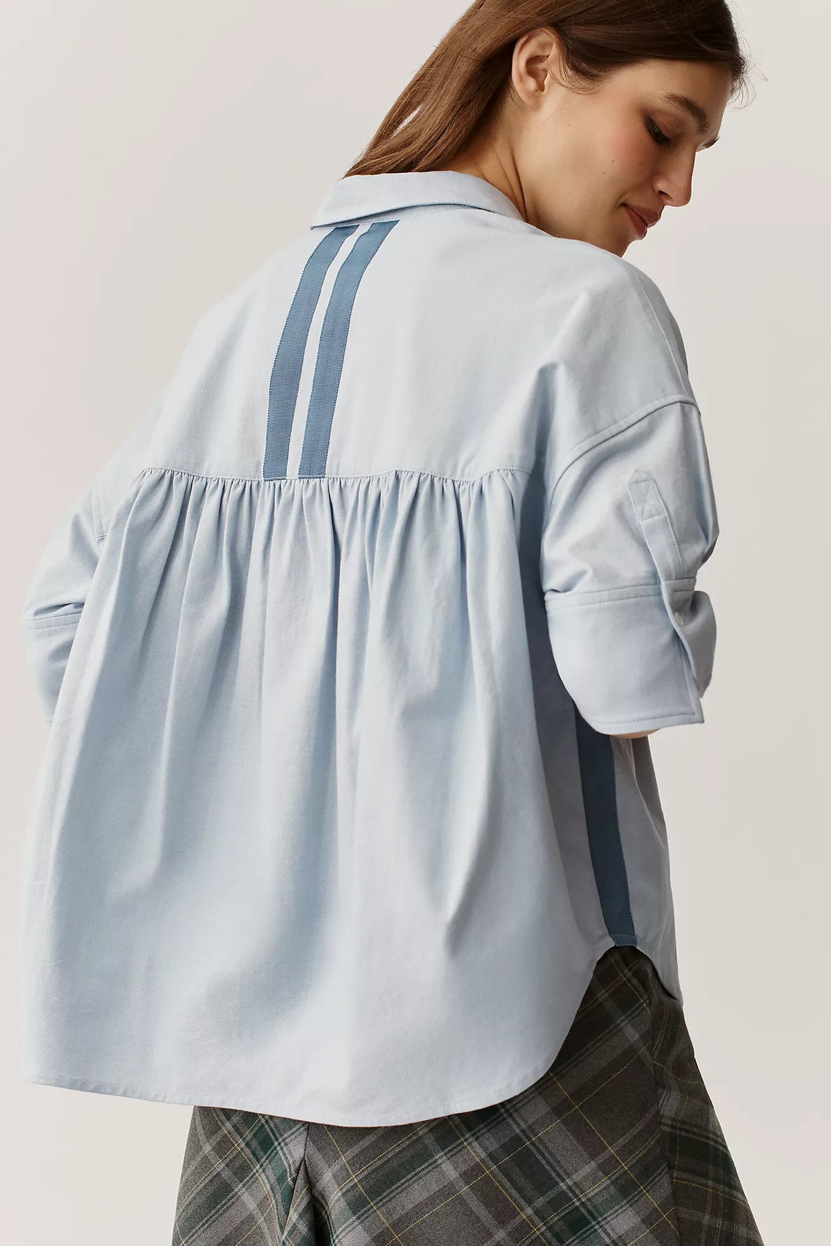 Light Blue Striped Back Top