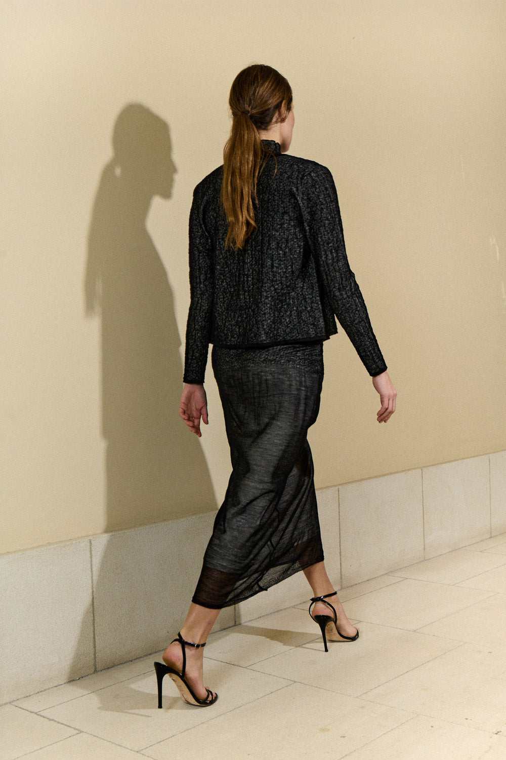 Double-layer mock neck top