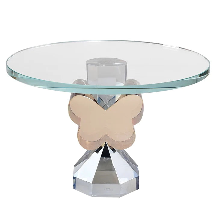 9" butterfly cake plate in aqua/gold with dome