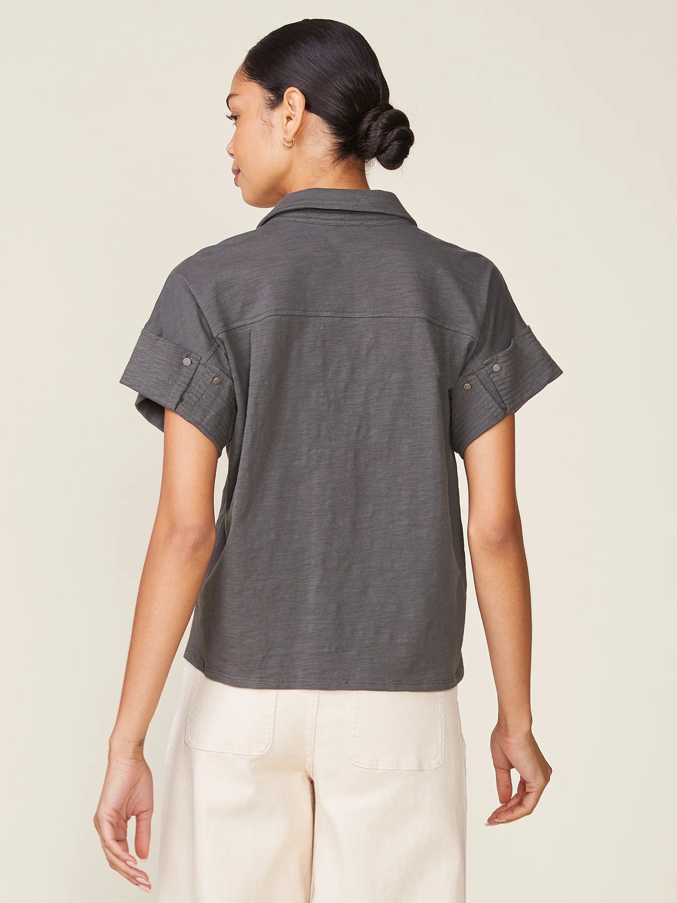 Short Sleeve Trapunto Slub Top