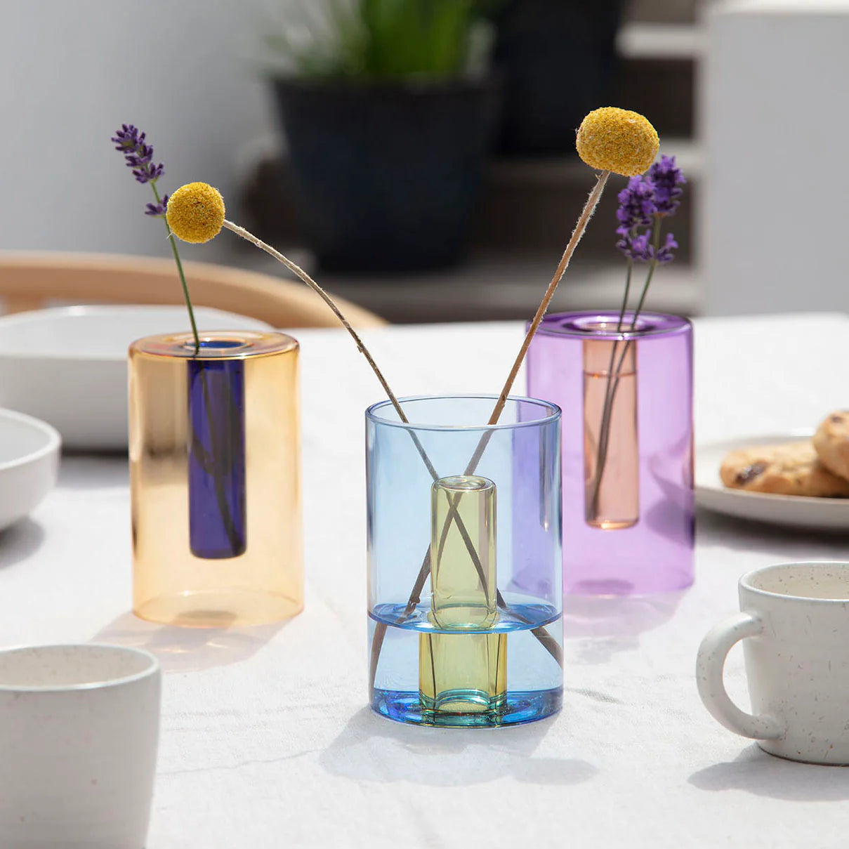 Lilac / Peach Reversible Glass Vase- Small