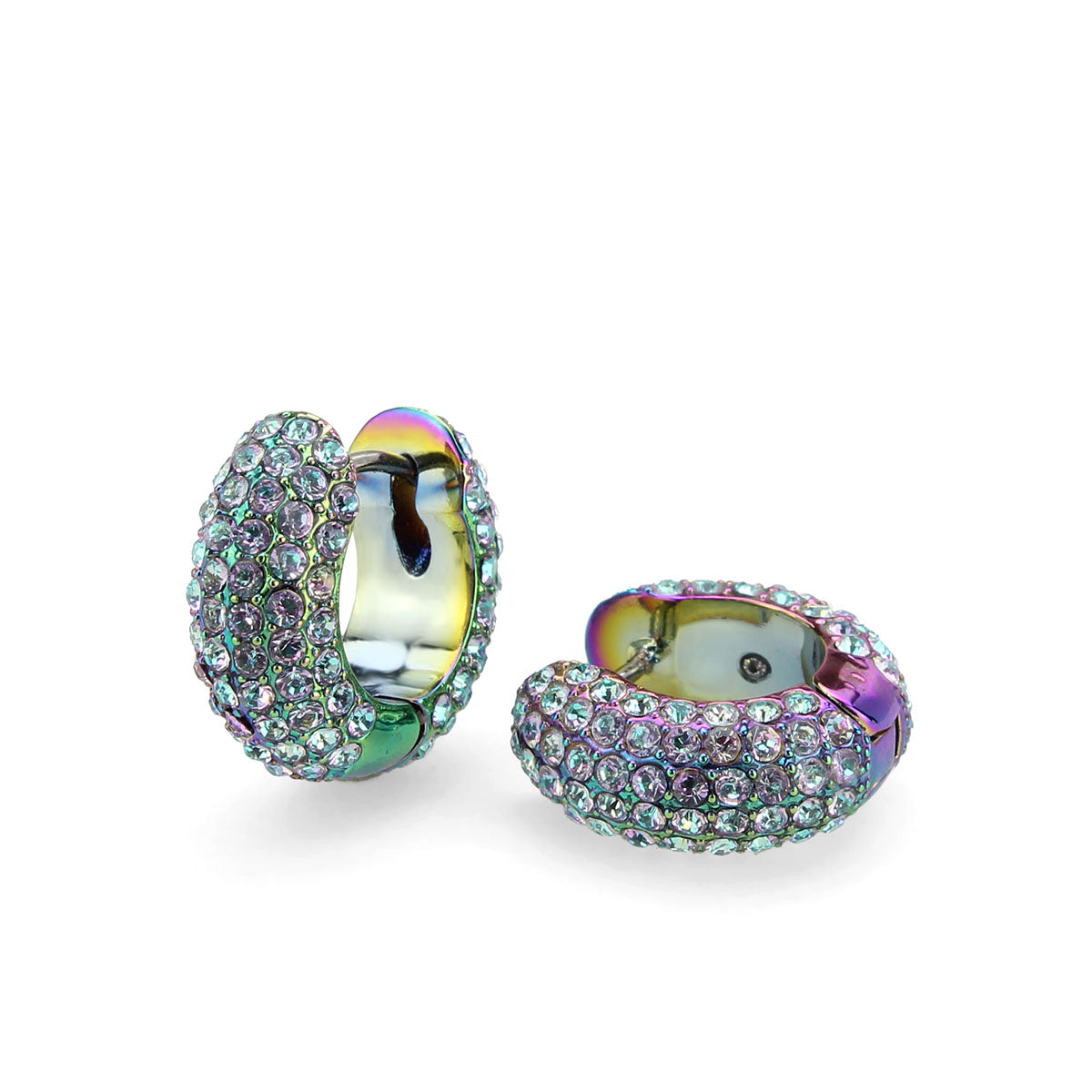 Small Color Wheel Pave Huggie Hoops