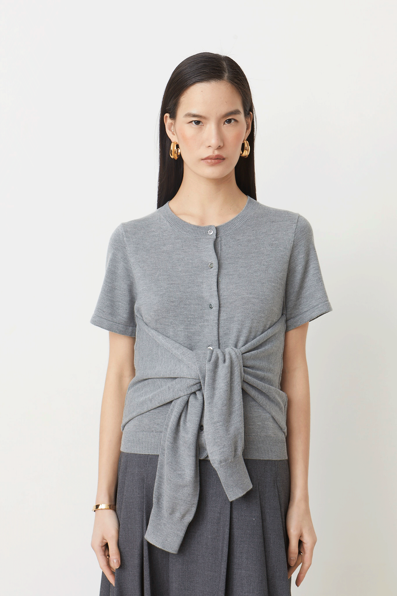 Genna Tie Sweater Gris