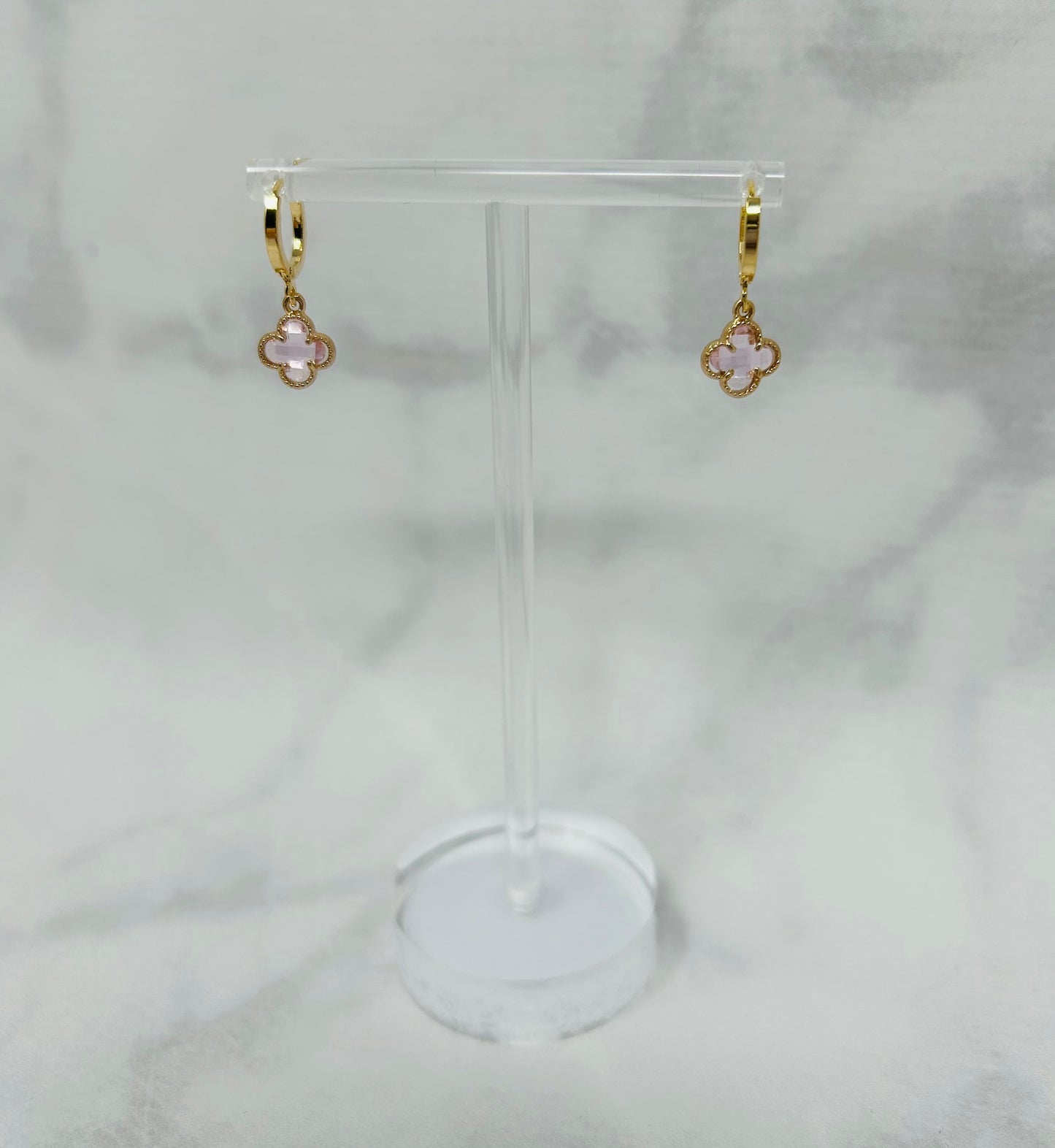 Glass Clover Dangle Clip Ons
