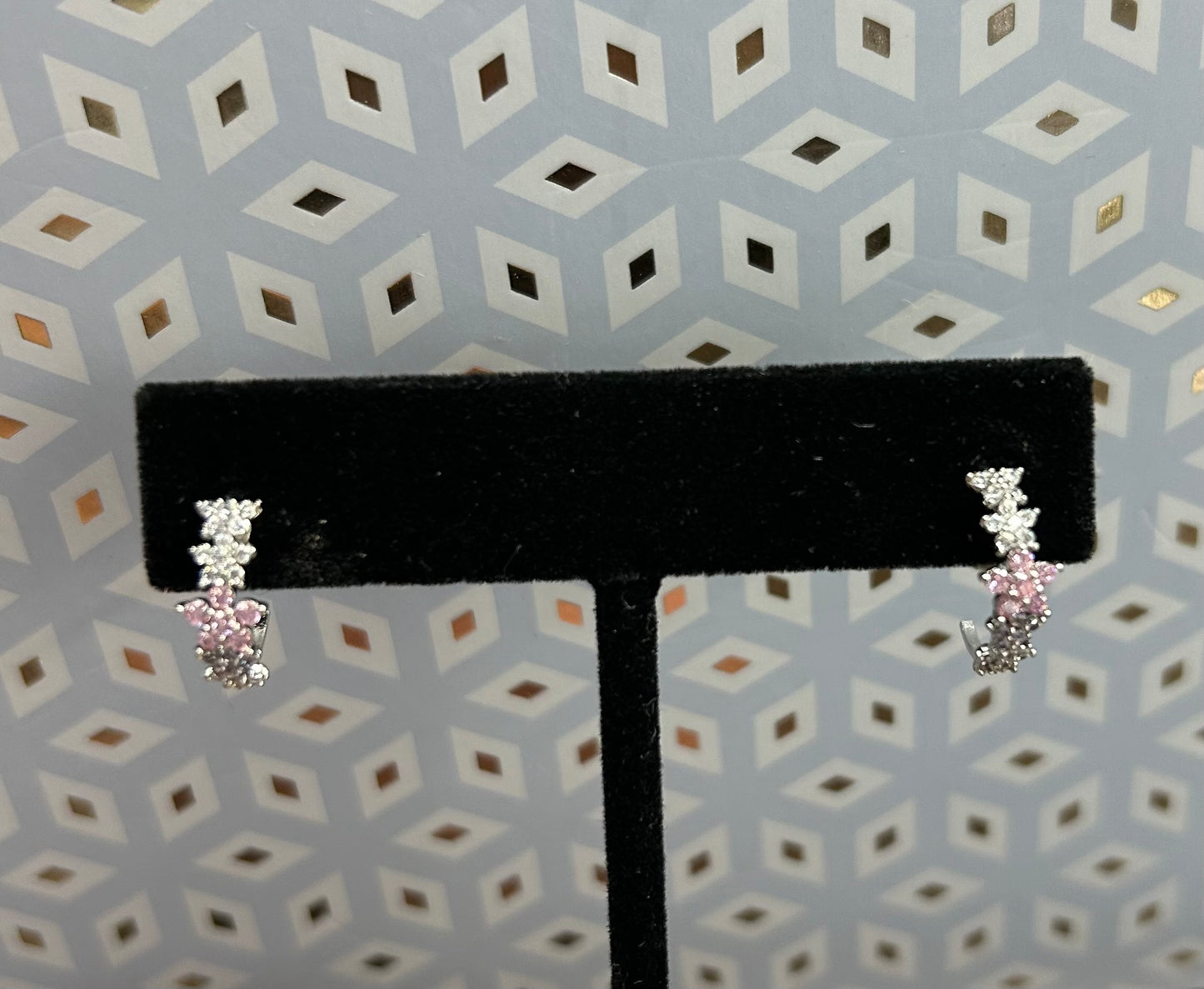 Fiona Petite Hoop Earrings w CZ, White Gold
