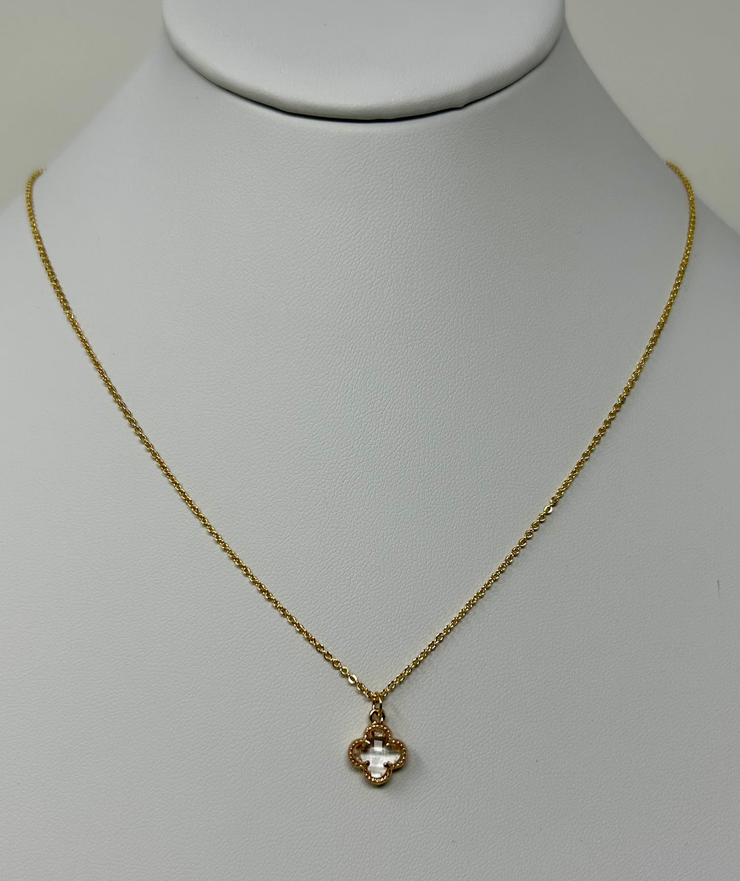 Glass Clover Necklace Clear