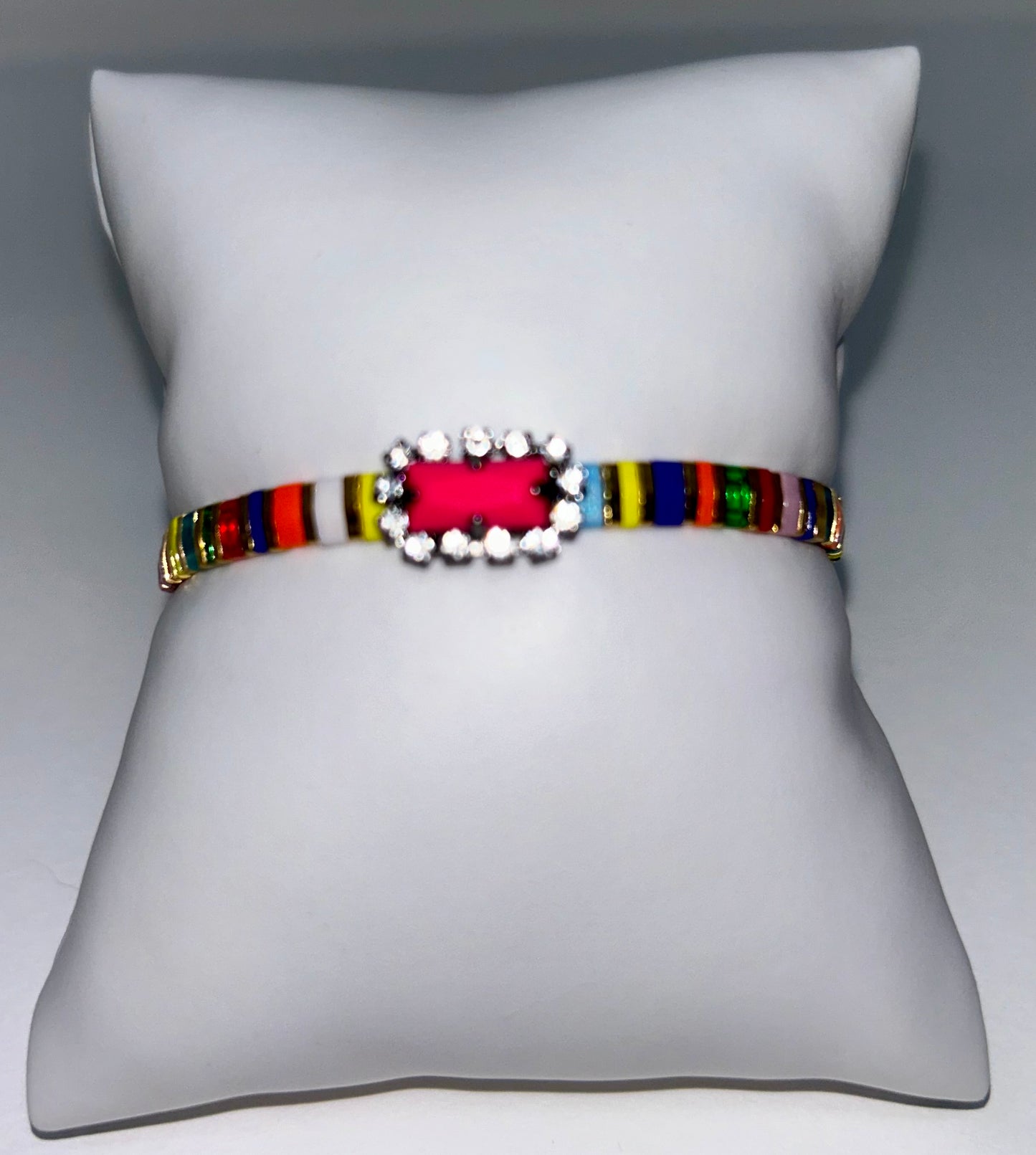Silver Ox Neon Pink Bracelet
