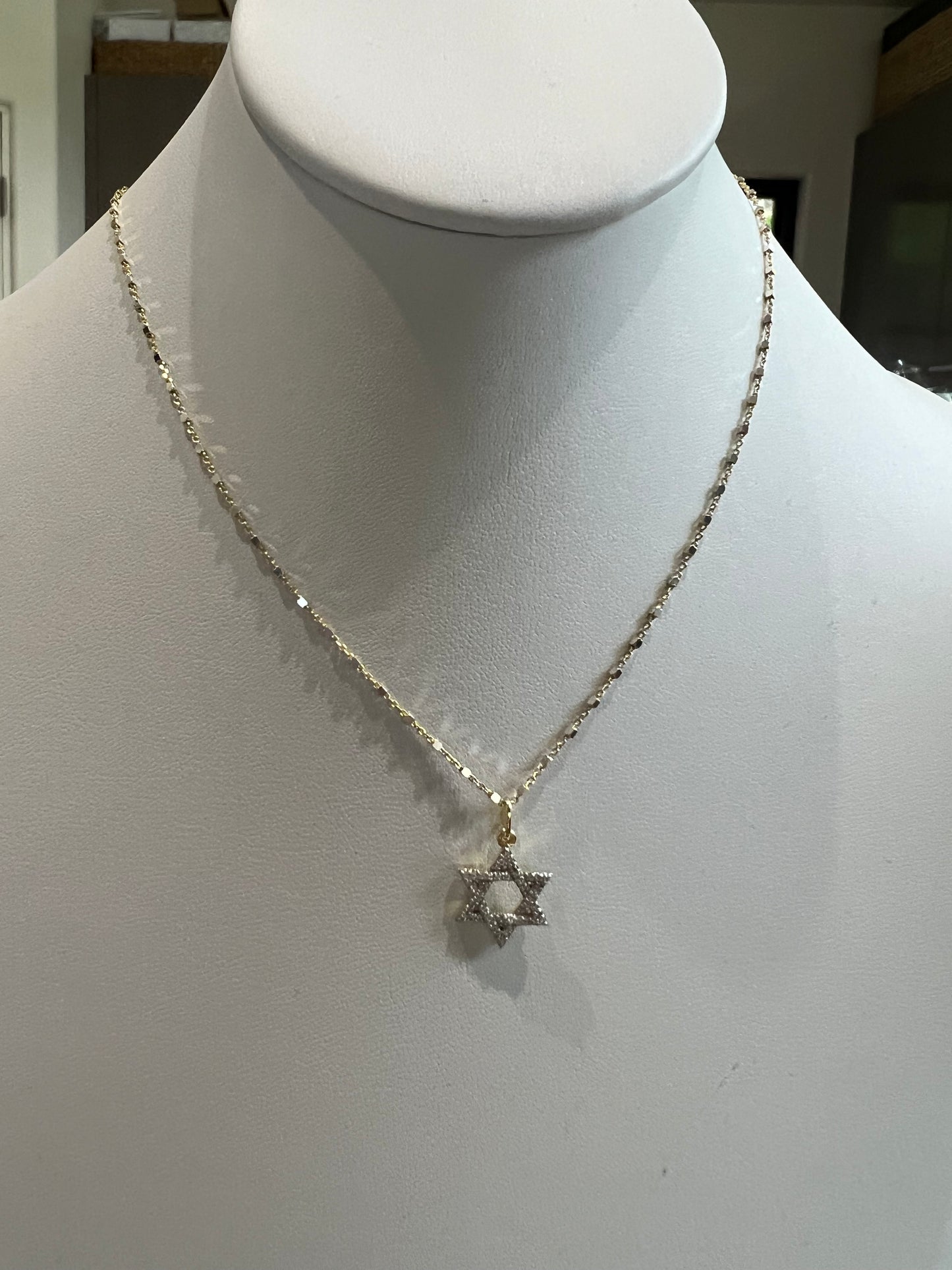 Pave White Zircon Star of David Sparkle Mix Chain