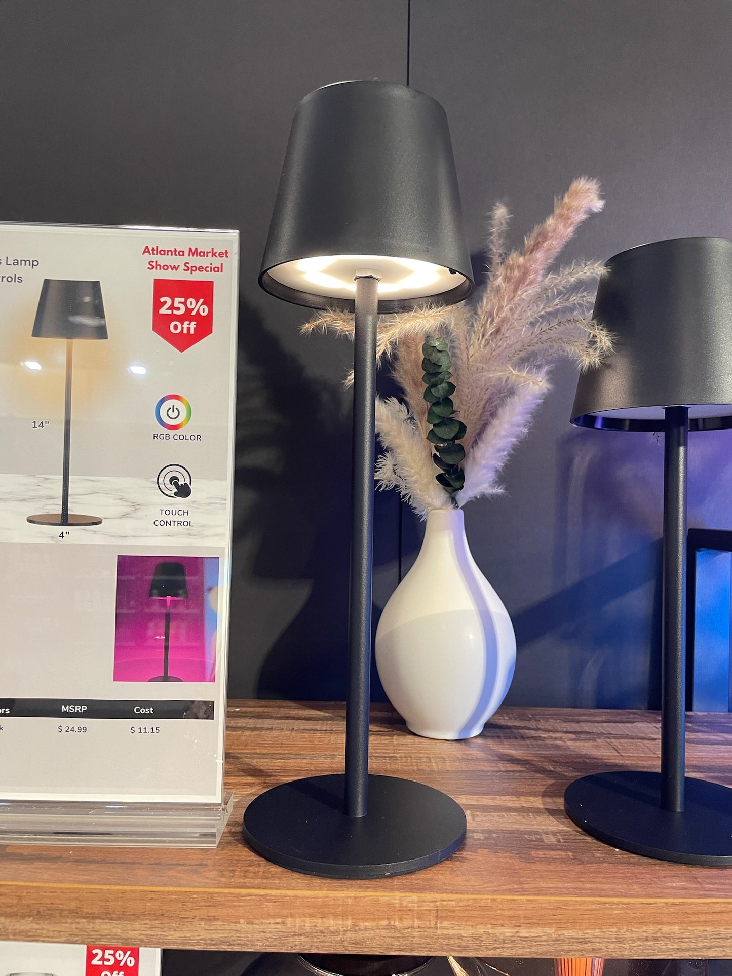 LED Touch Lamp 14" Black and Blush