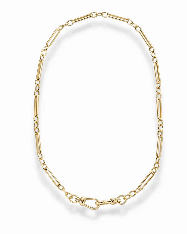 Liam Watch Chain Necklace with Marla Sapphire Bezel Charm