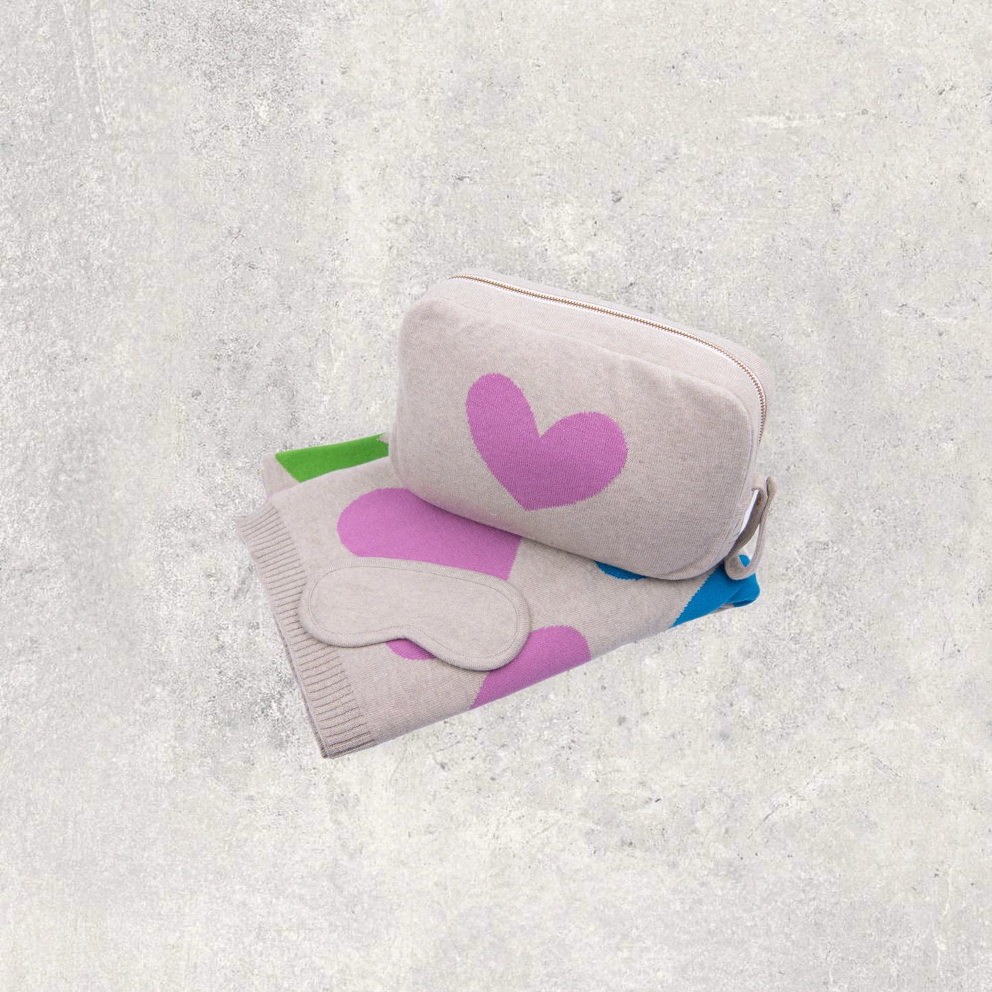 Blush Hearts Bright Travel Blanket