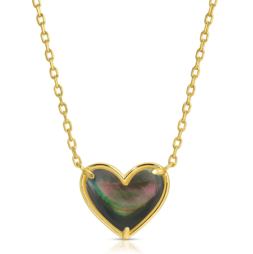 Oh My Heart Necklace Black Mother of Pearl