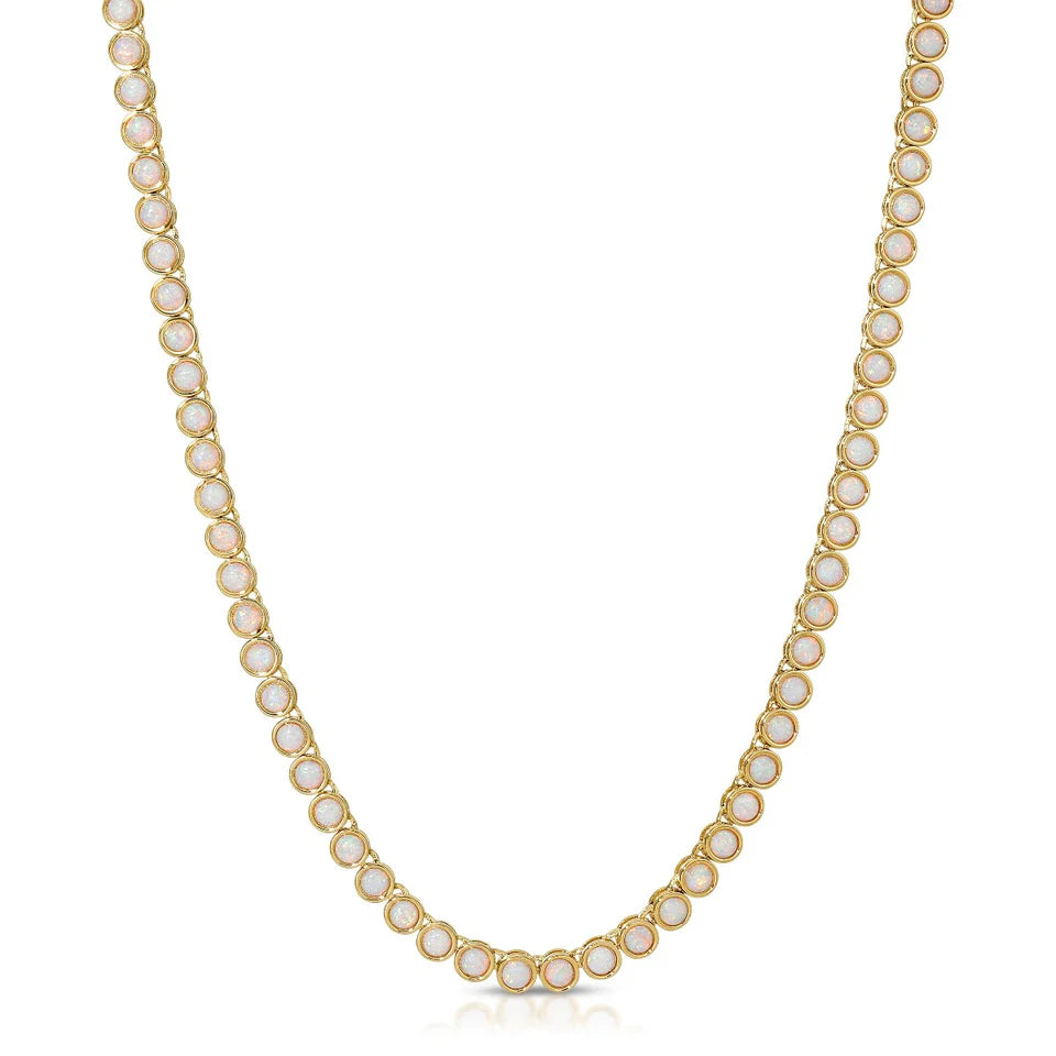 Tennis Necklace White Opal 16"