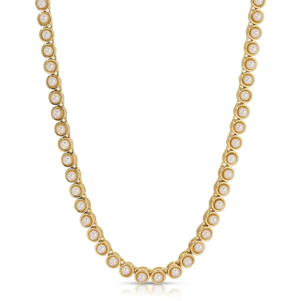 Tennis Necklace Pearl 16"