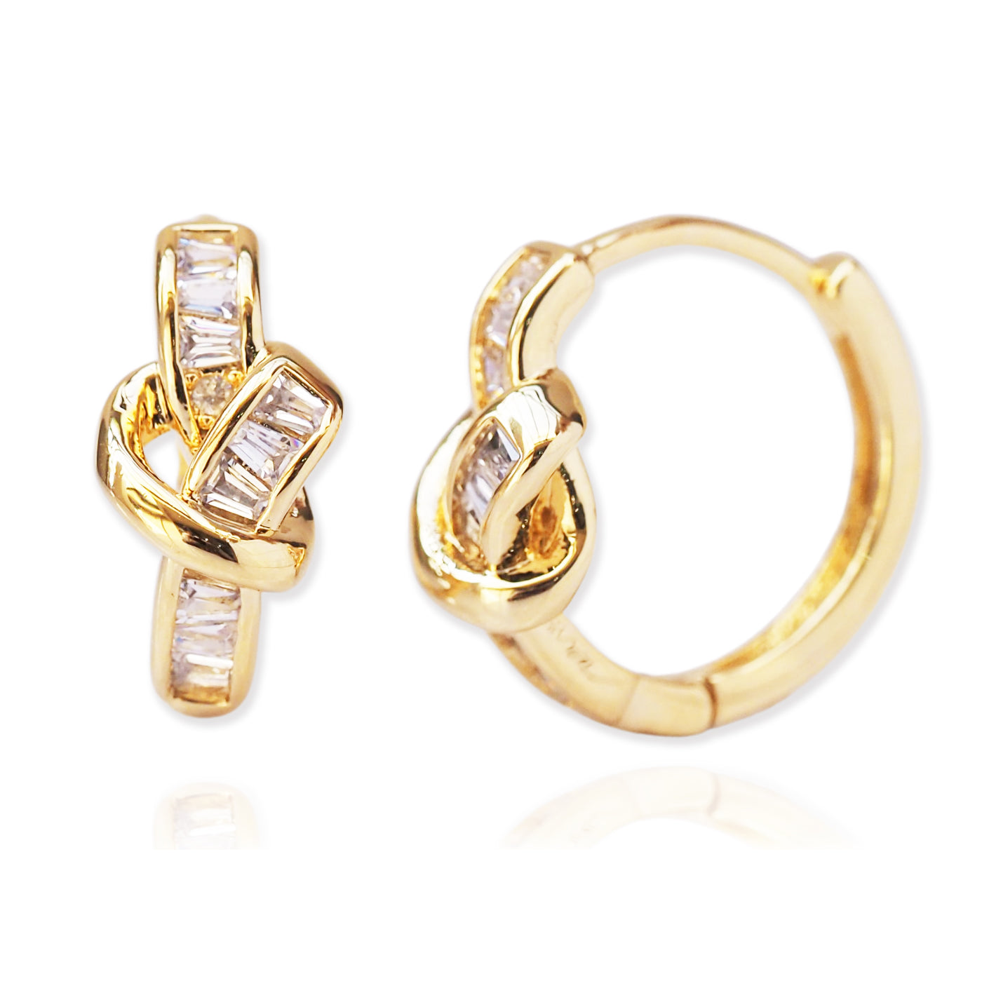 Baguette CZ Knot Huggie Earring