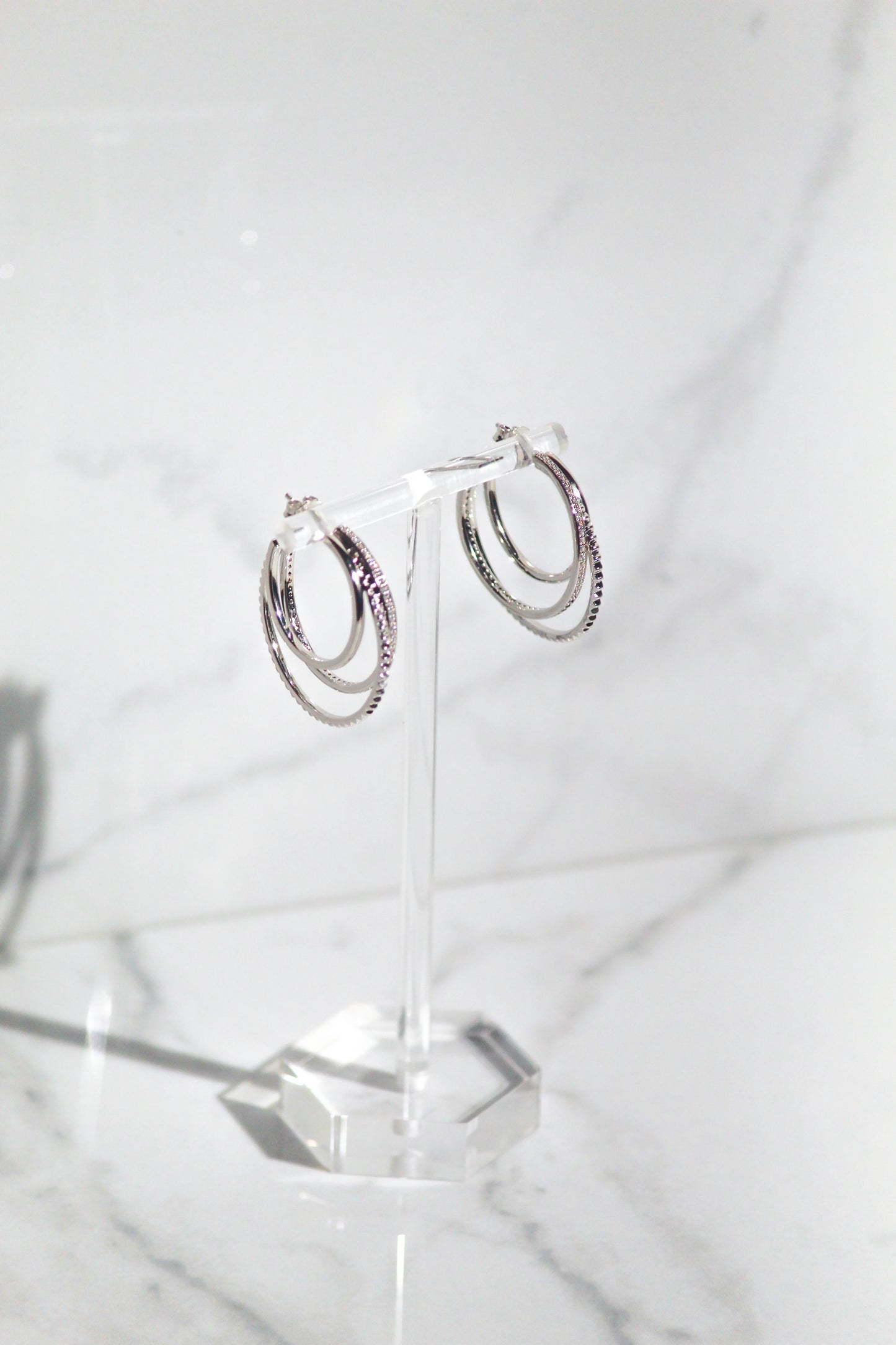 Silver Triple Threat Earrings