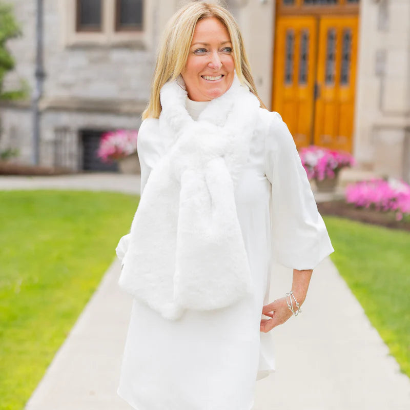 White Faux Fur Scarf