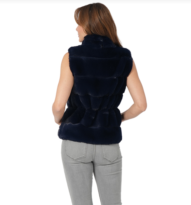 Faux Fur Vest Navy