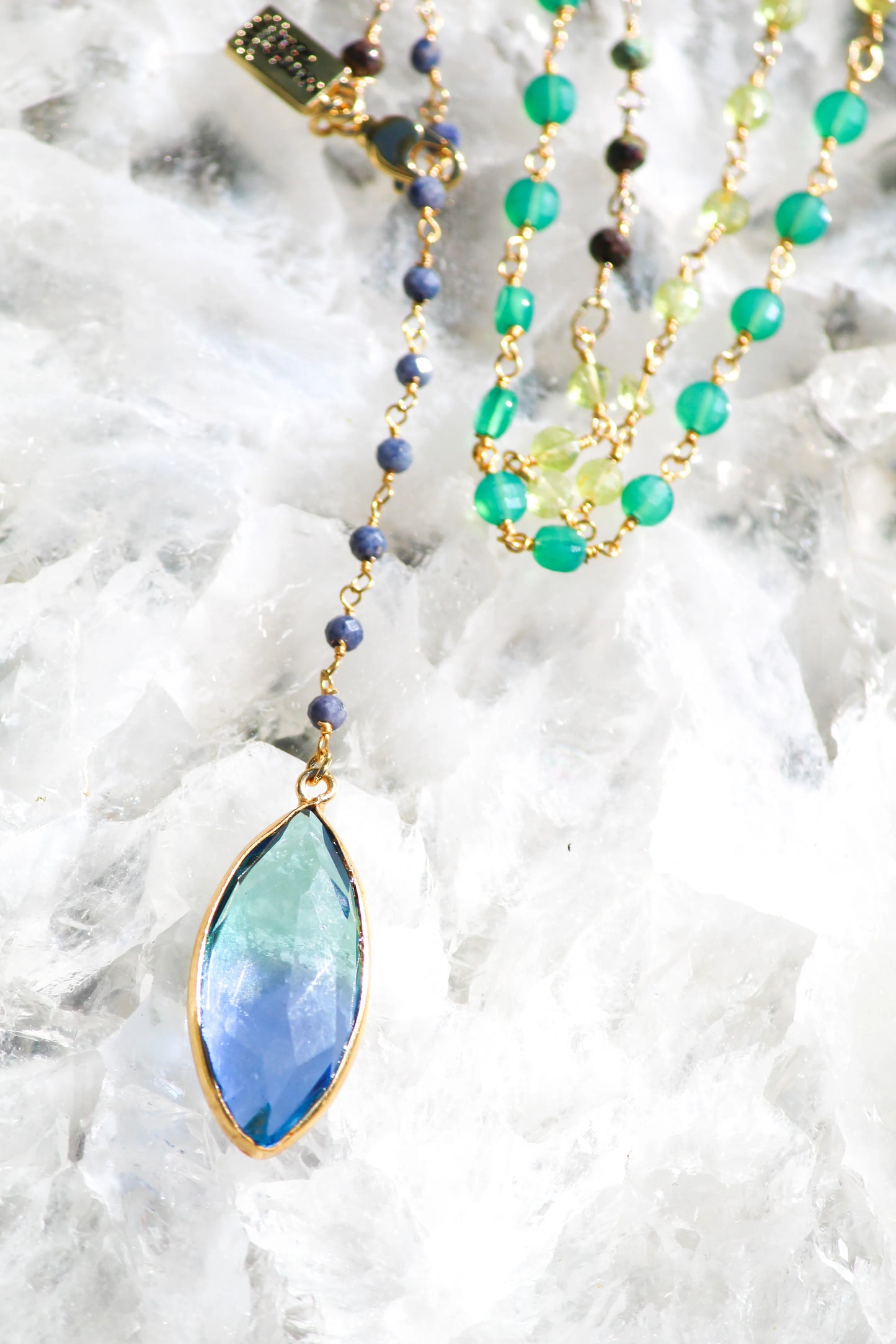 Watercolor Y Necklace-Blue Hawaiian