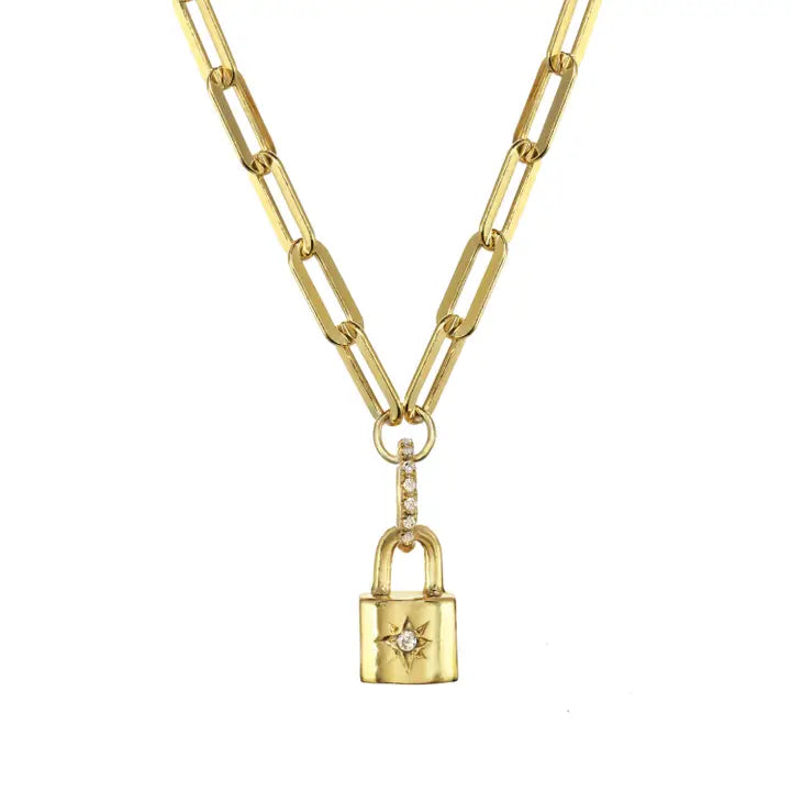 14k Gold Filled Delicate Padlock Pendant Necklace