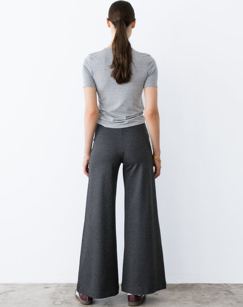 Charcoal Ponte Knit Wide Leg Pant Standard