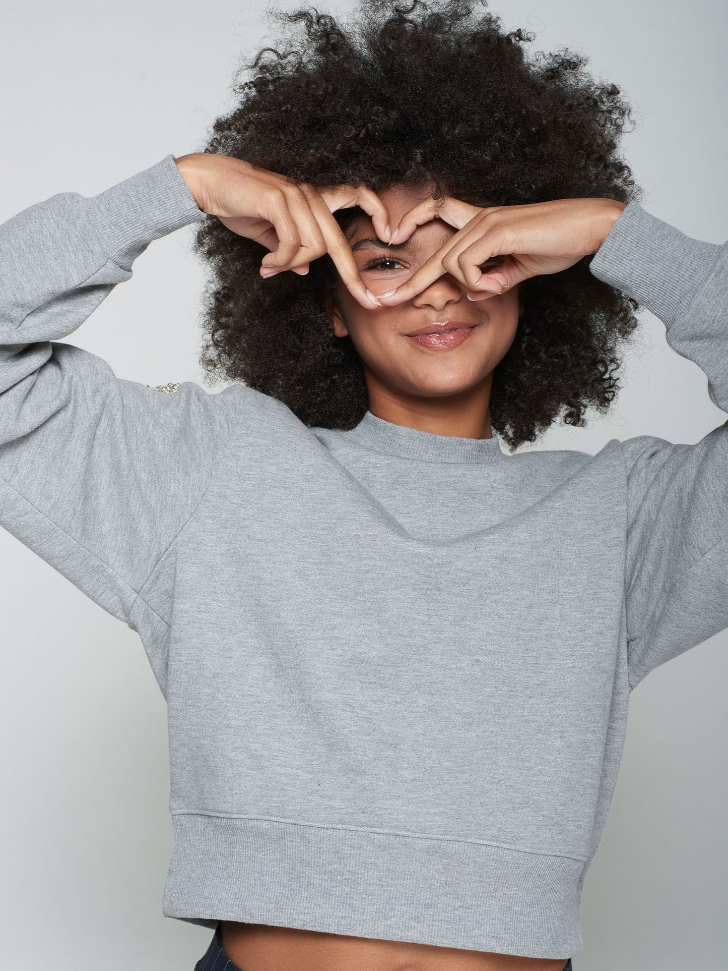 KNITWEAR SWEATSHIRT GREY CORAZON EMB BRILLANTE
