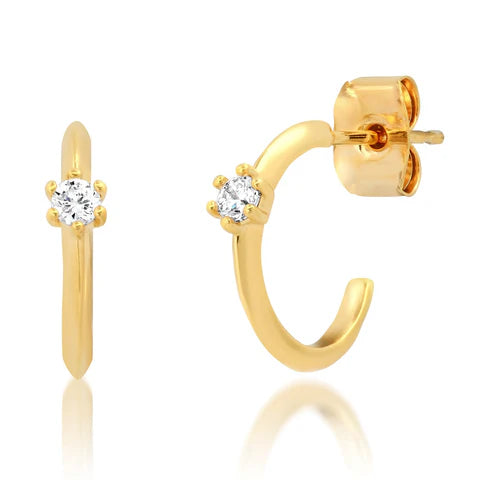 Small Simple Gold Huggie w Single CZ