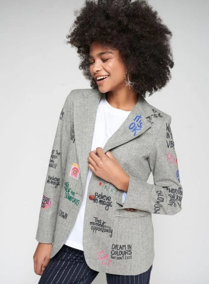JACKET HELEN GRAFFITI GRIS ESTRUCTURA