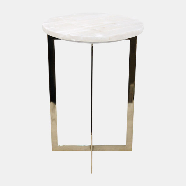 Metal Selenite Top Accent Table