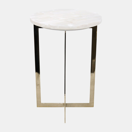 Metal 20" selenite top accent table