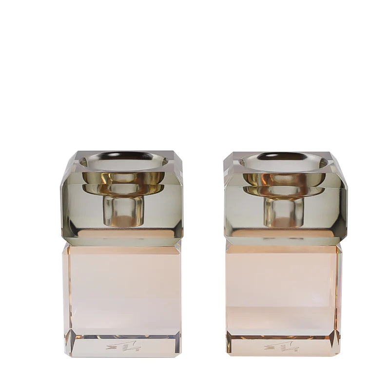Silver/gold pair of 3" two tone candleholders