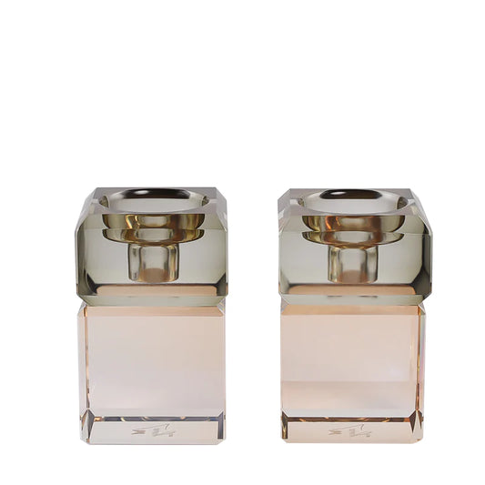 Silver/gold pair of 3" two tone candleholders
