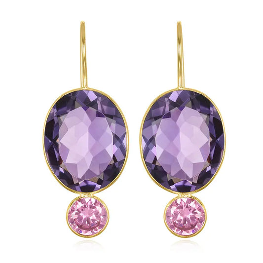 Valencia Grand Oval Earring Violet Gold