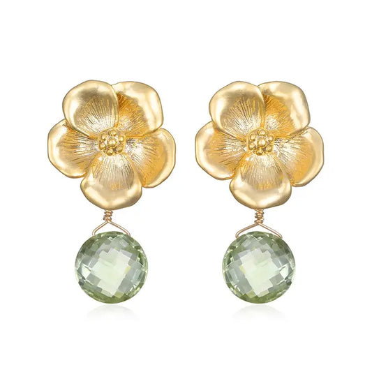 Peony Earring Green Amethyst Gold