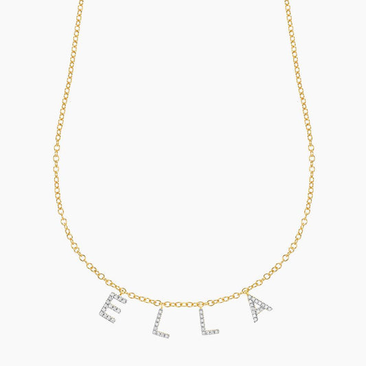 4 Letter Diamond Letter/Charm Necklace with Gold Plated Chain