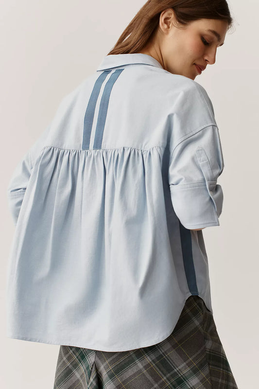 Light Blue Striped Back Top