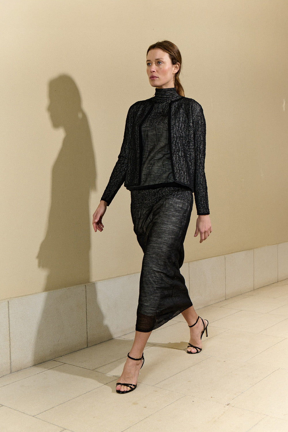 Double-layer midi skirt