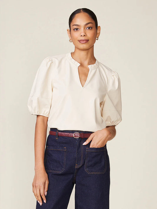 Champagne Kacey Vegan Leather Blouse