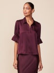 Cinched Sleeve Satin Top