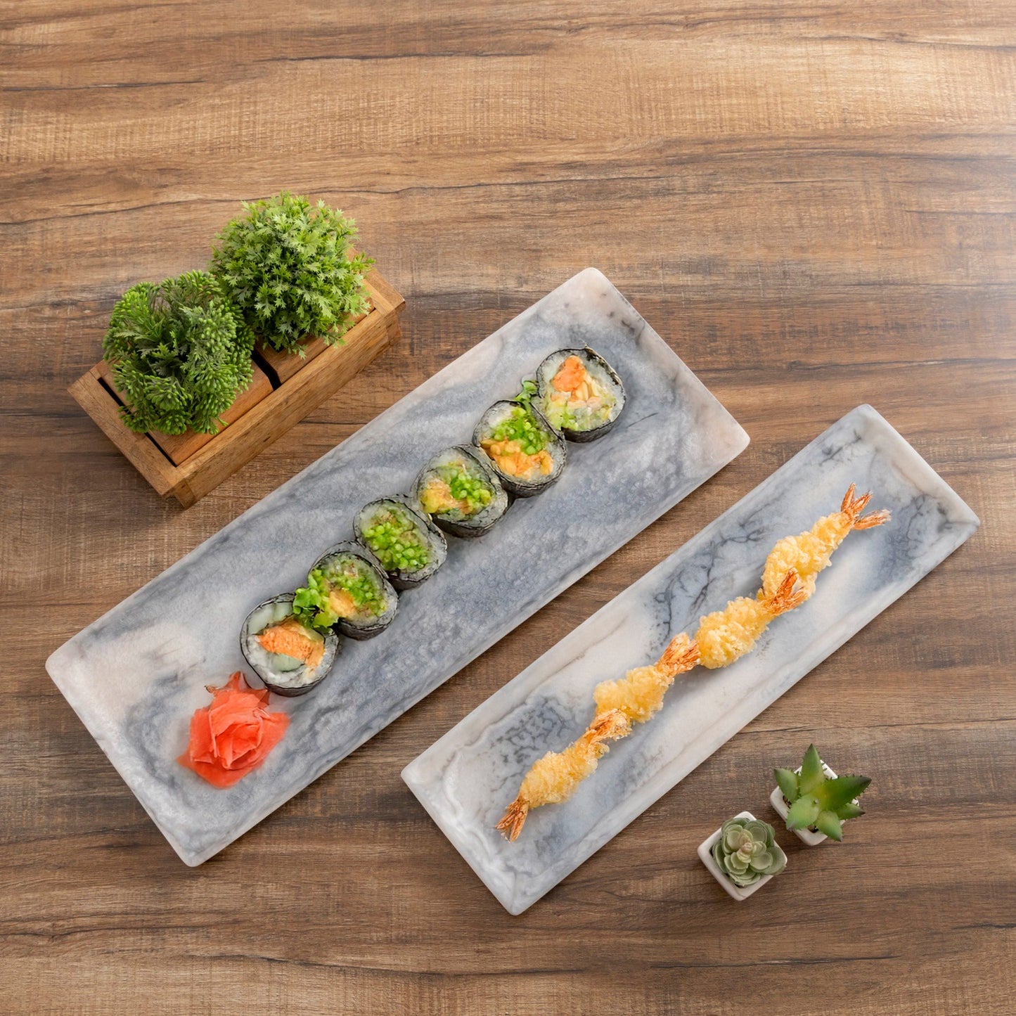 Small Rectangle Platter Set of 2 Grey