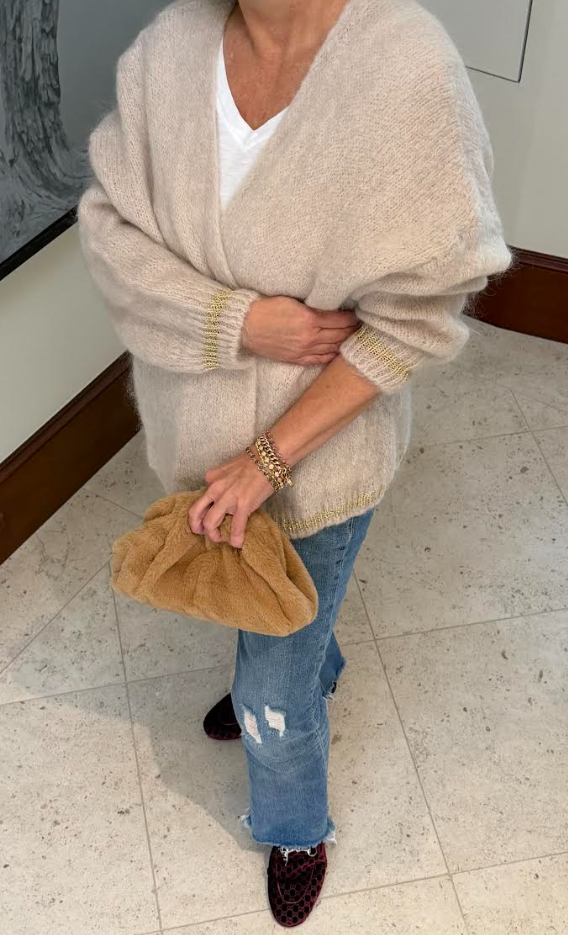 Cream with Gold Mohair Cardigan