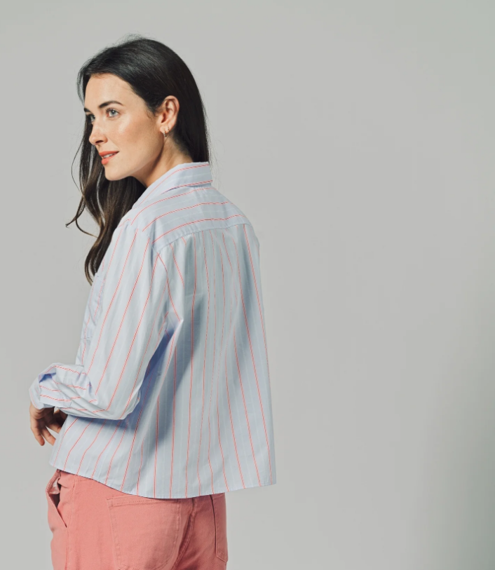 Long Sleeve Boxy Crop Blue/Red