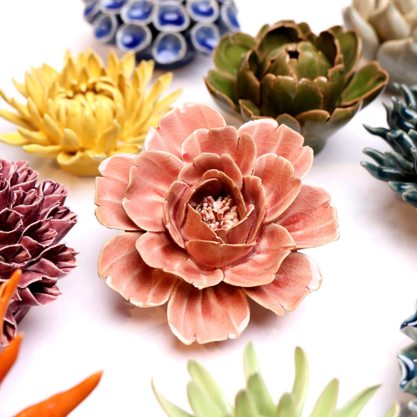 Rose Pink Ceramic Flower Coral 12