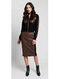 Avery Leather Combo Zip Up Sweater
