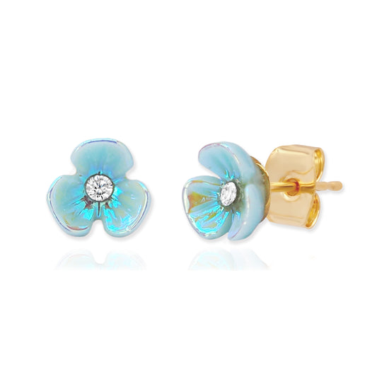 Blue Flower Post Earrings