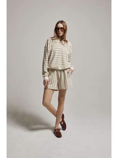Cody Cropped 1/4 Zip Cream/Brown