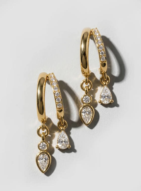 Gold Double Hoop Dangle Earrings