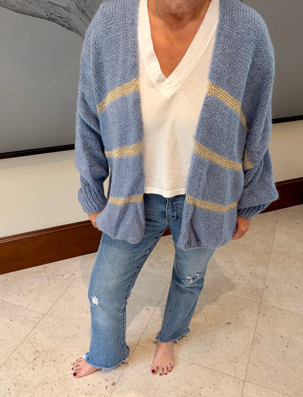 Gold Multi Stripe Carigan LS