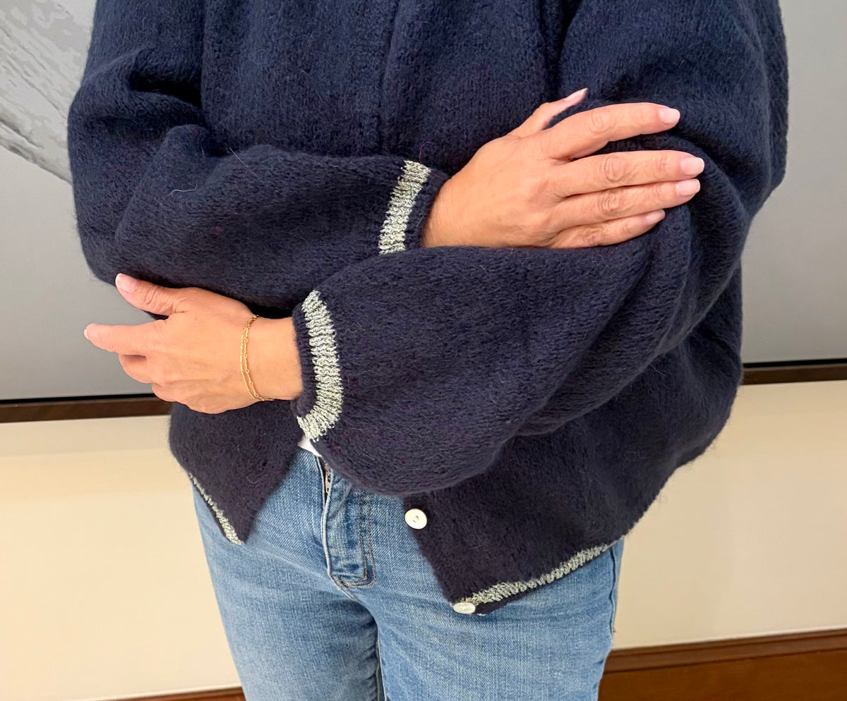 Button Up Long Sleeve Mohair Cardigan