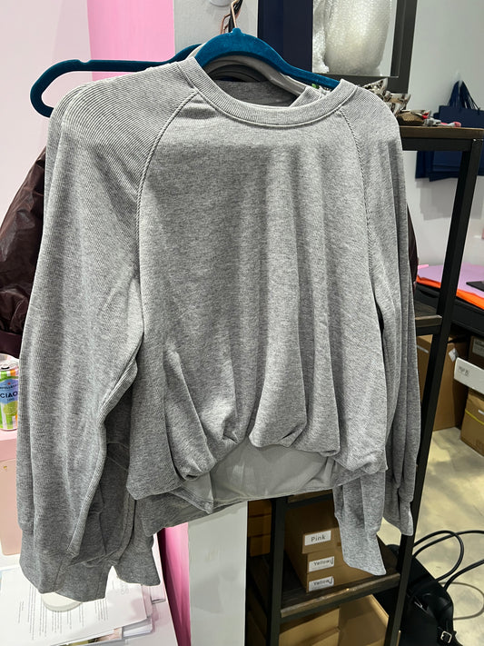 Brushed Rib Bubble Hem Pullover